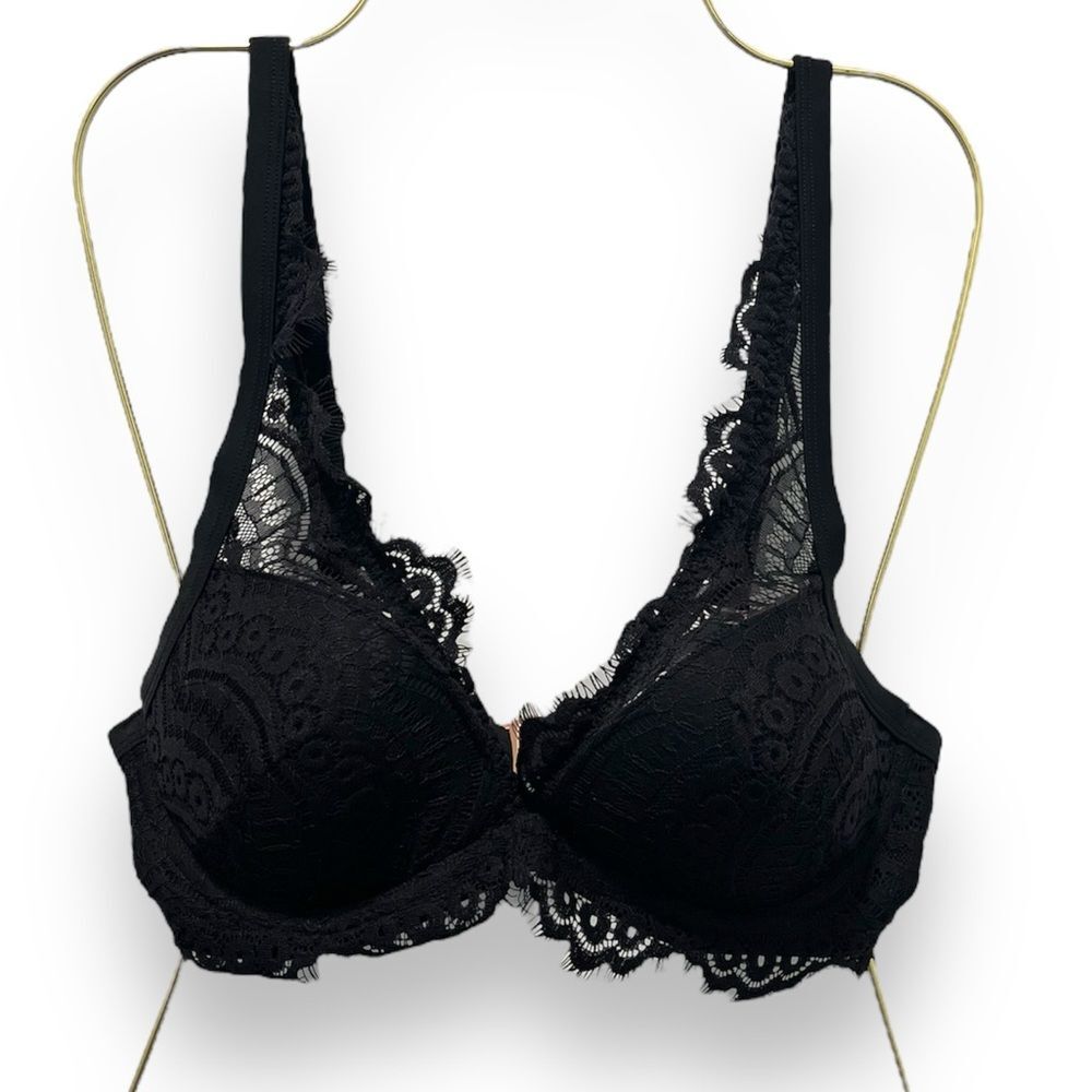 Smart & Sexy Swim Push-Up Bikini Top Black Lace 34B Hot Tub Pool Beach Vacation
